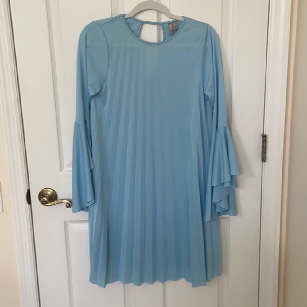 ASOS blue dress with bell sleeves